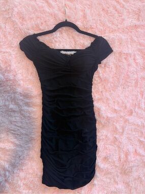 Windsor Black Ruched Off-Shoulder Dress